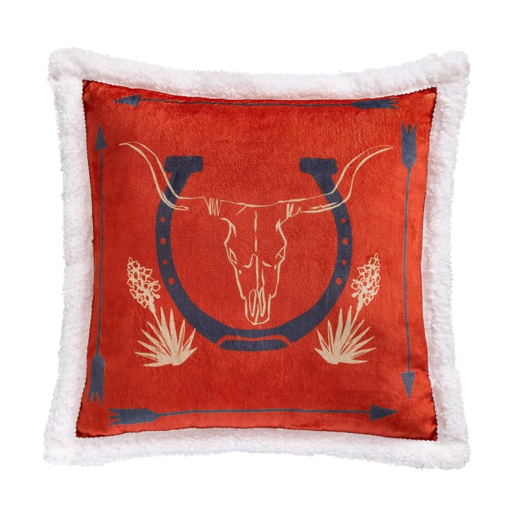4677 Indigo Hill by HiEnd Accents Marfa Sherpa Throw Pillow, Horeshoe Arrow